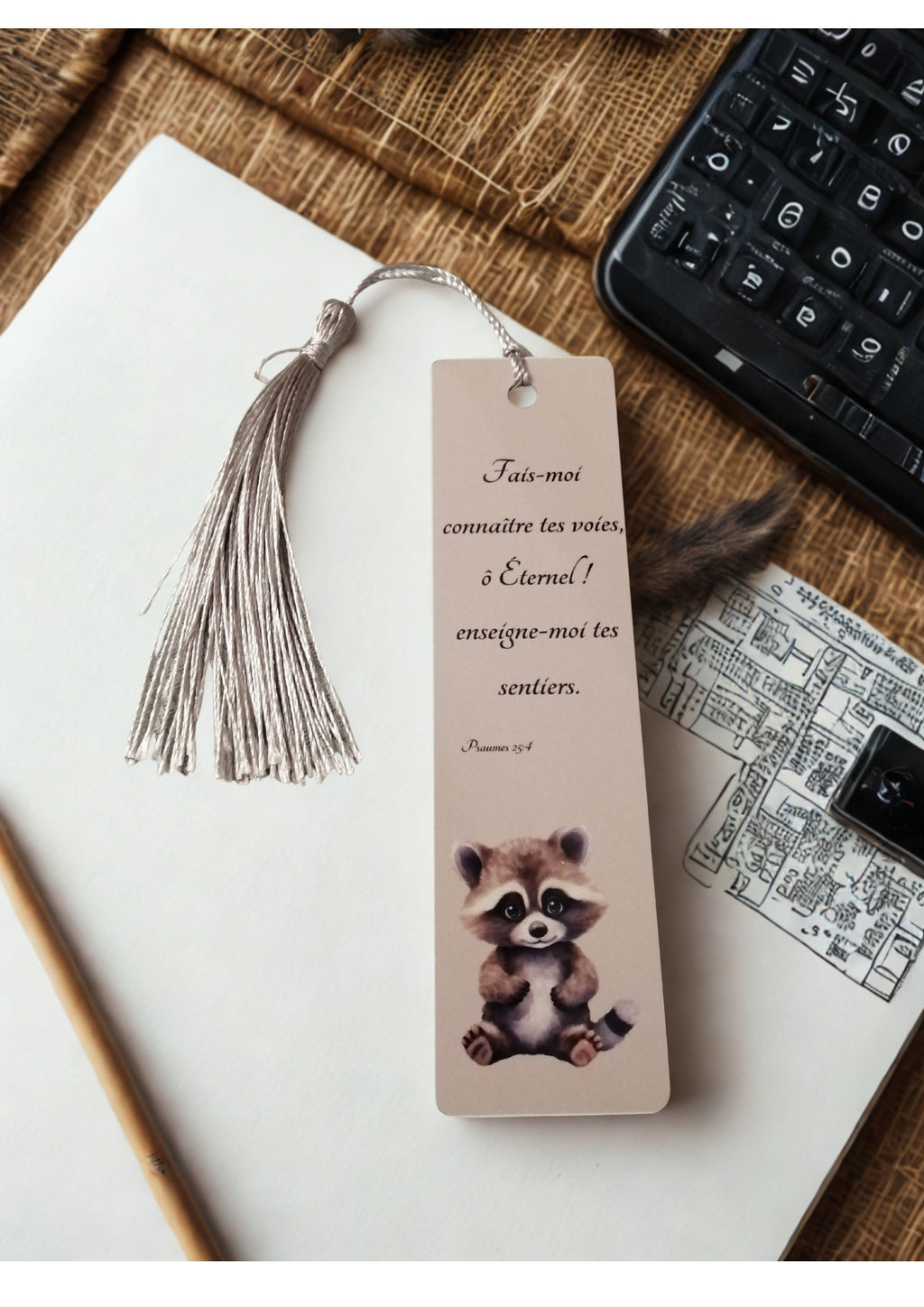 Marque page métal avec pompon - Fais moi connaître tes voies, ô Eternel...