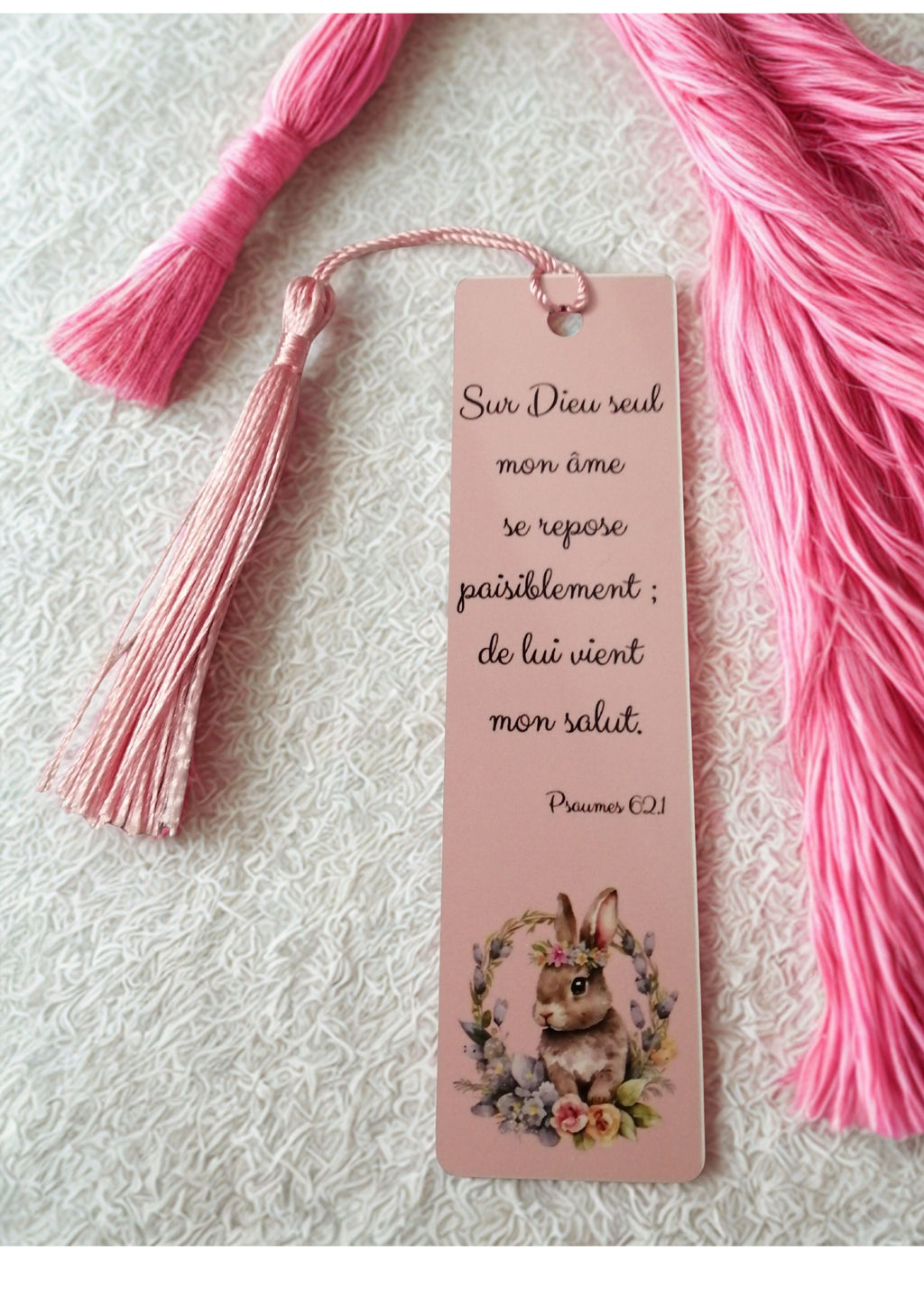 Marque page métal avec pompon - Sur Dieu seul on âme se repose...