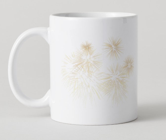 Mug "Bonne Année" et feux d'artifices dorés