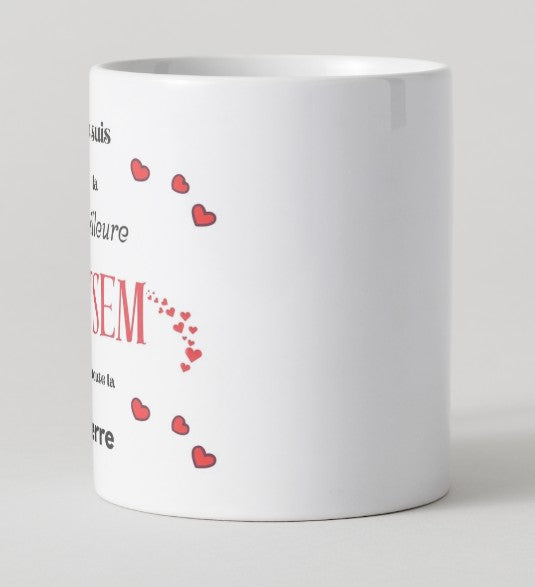 Mug "Je suis la meilleure ATSEM de toute la terre" avec coeur