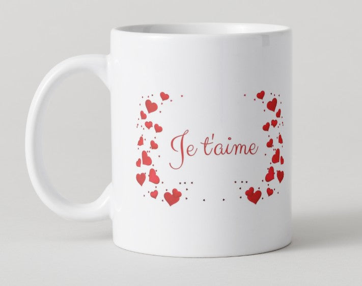 Mug - Saint Valentin - "Je t'aime" entouré de cœurs