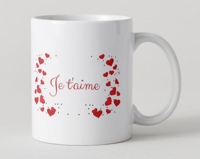 Mug - Saint Valentin - "Je t'aime" entouré de cœurs