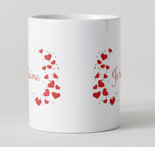 Mug - Saint Valentin - "Je t'aime" entouré de cœurs