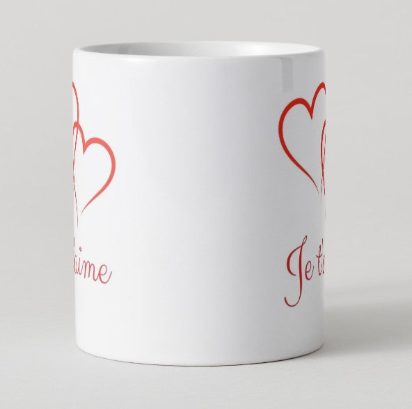 Mug - Saint Valentin - "Je t'aime" avec 2 coeurs