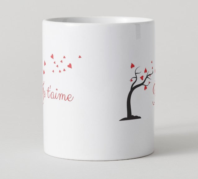 Mug - Saint Valentin - "Je t'aime" avec arbre à coeurs