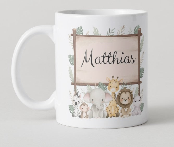 Mug pour enfant - avec prénom et animaux