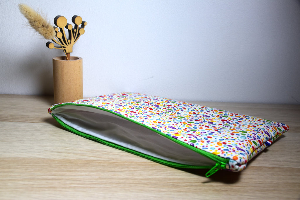 Pochette multi couleur - fermeture verte - 24cm/15cm