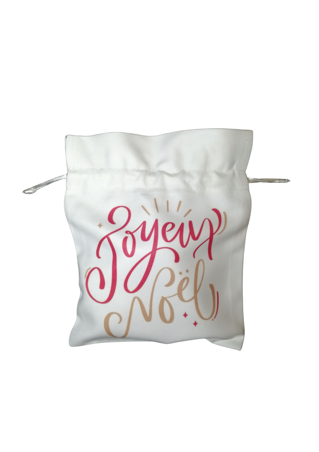 Sac blanc avec cordelette - Joyeux Noël