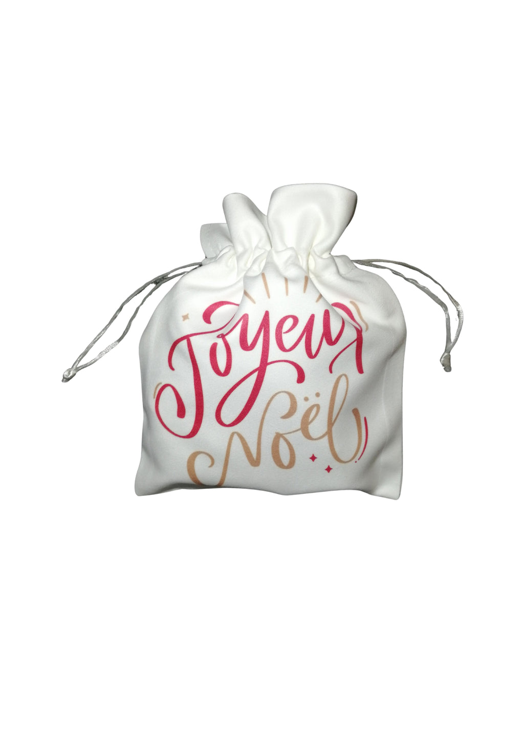 Sac blanc avec cordelette - Joyeux Noël