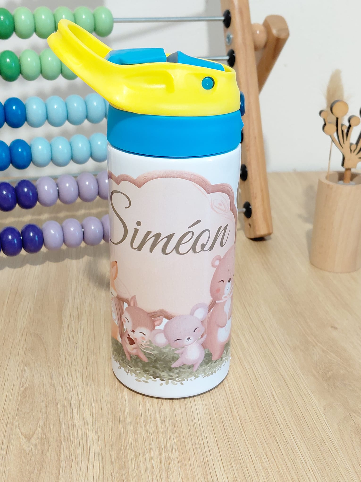Gourde pour enfant avec prénom et animaux