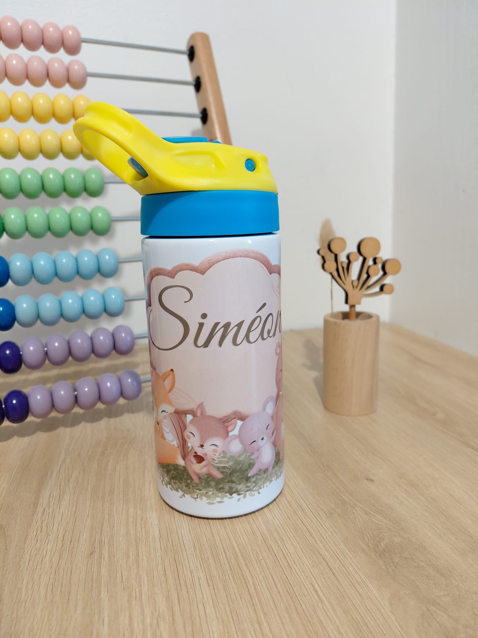 Gourde pour enfant avec prénom et animaux