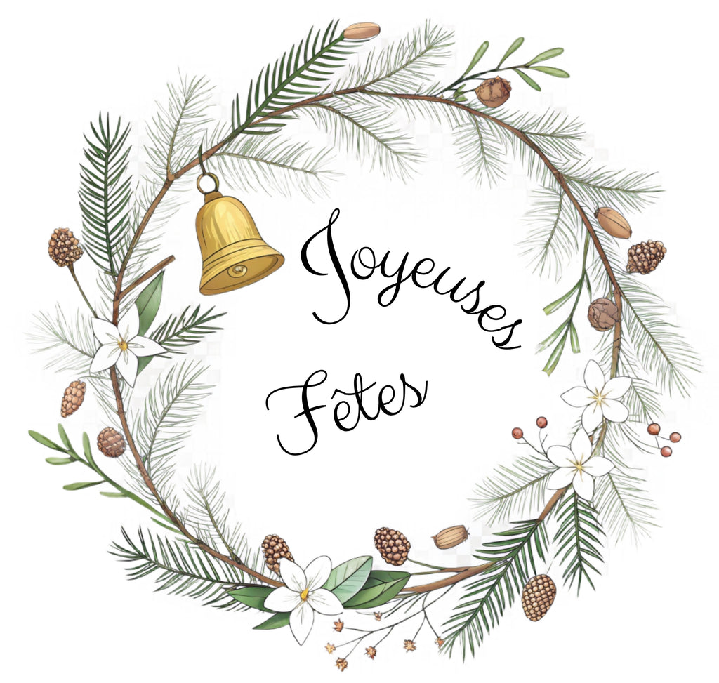 Tote bag - "Joyeuses fêtes" avec couronne de Noêl