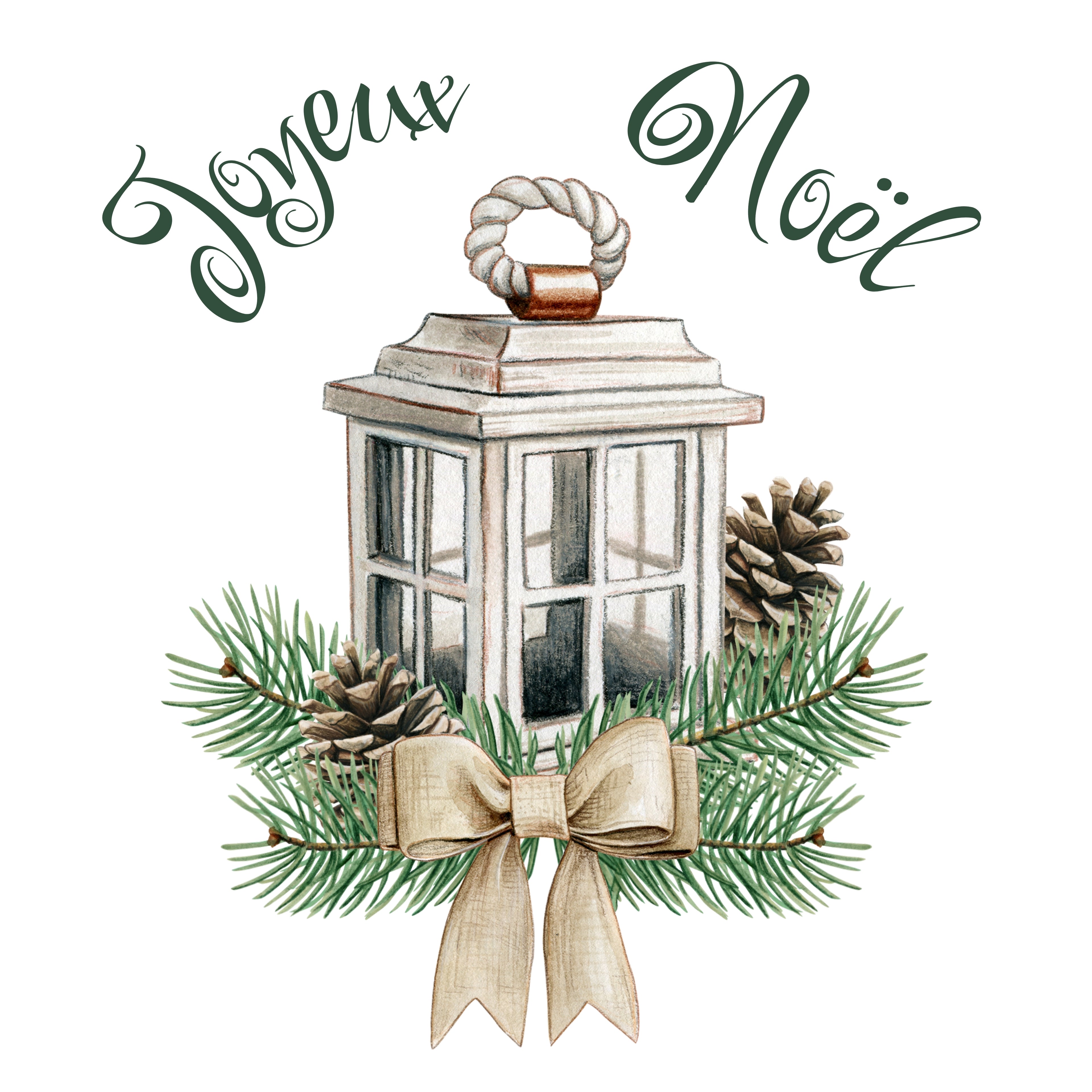 Sac à Bouteille - Joyeux Noël vert avec pommes de pin