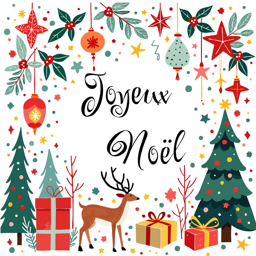 Sac blanc avec cordelette - Joyeux Noël
