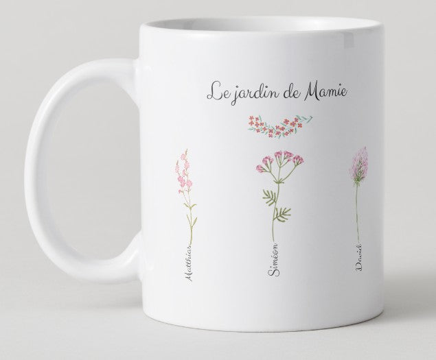Mug - Fête des grands mères - Le jardin de Mamie avec fleurs