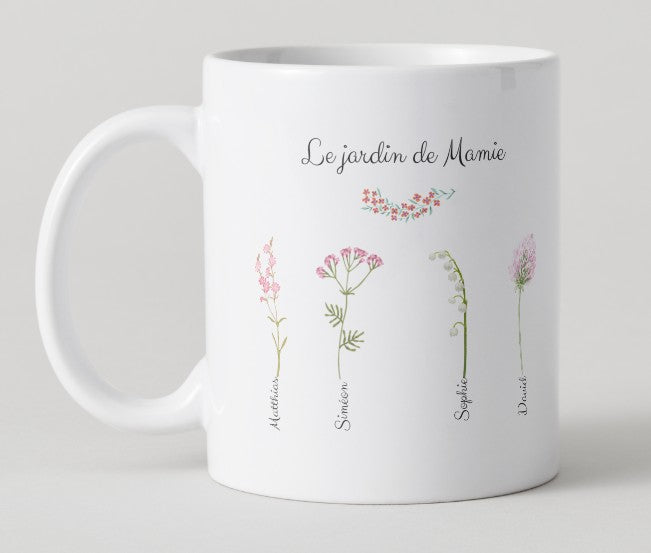 Mug - Fête des grands mères - Le jardin de Mamie avec fleurs