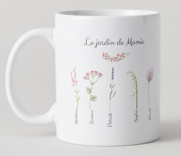 Mug - Fête des grands mères - Le jardin de Mamie avec fleurs