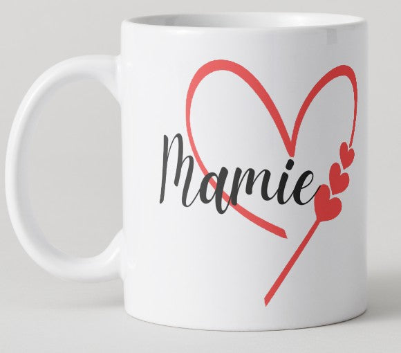 Mug - Fête des Mamies - coeur rouge et noir