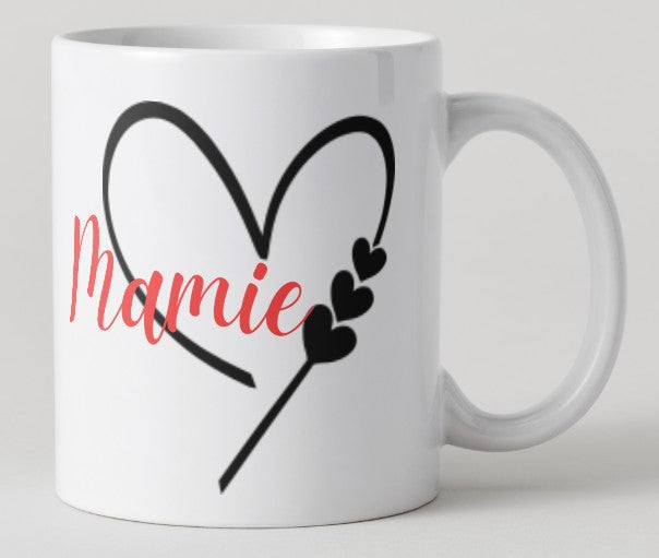Mug - Fête des Mamies - coeur rouge et noir