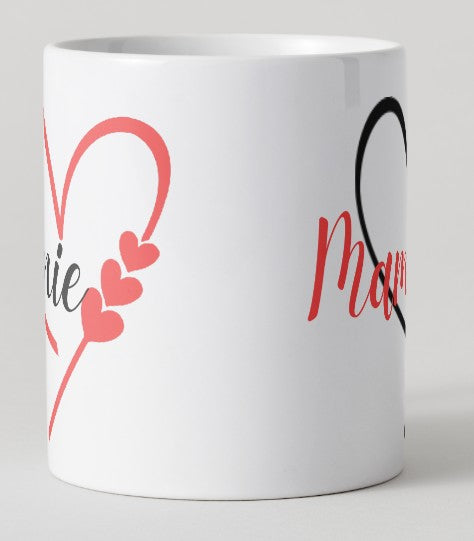 Mug - Fête des Mamies - coeur rouge et noir