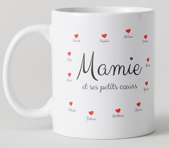 Mug - Fête des Grands-mères - Mamie et ses petits coeurs