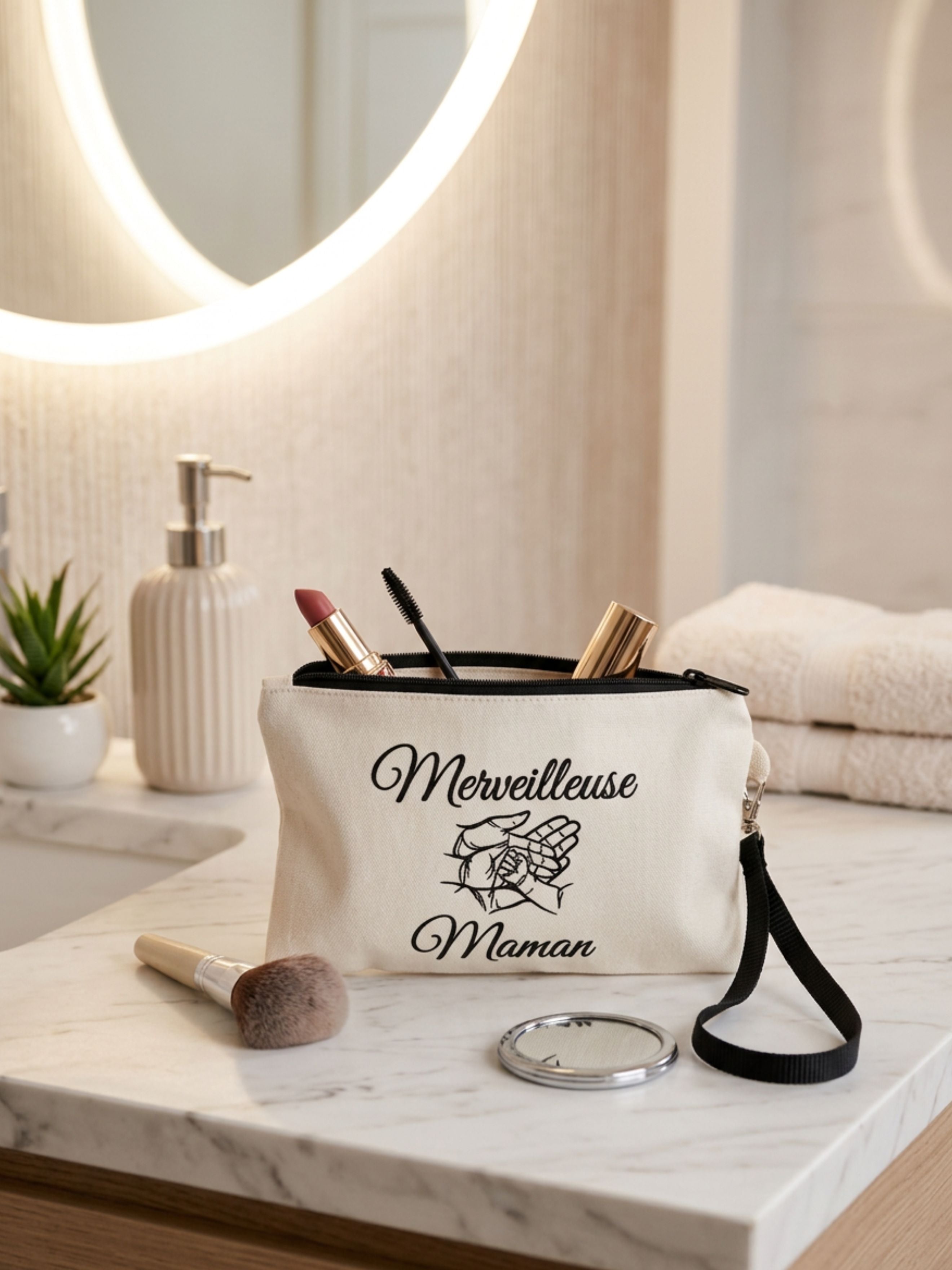 Trousse maquillage - 13*21cm - merveilleuse maman - fête des mères