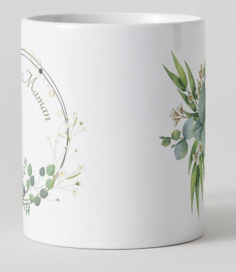 Mug - Bonne fête maman fleurs vertes