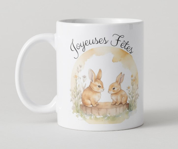 Mug "Joyeuses Fêtes" avec petit lapin